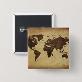 Sluiting van de antiek wereldkaart 3 vierkante button 5,1 cm (Voorkant /achterkant)