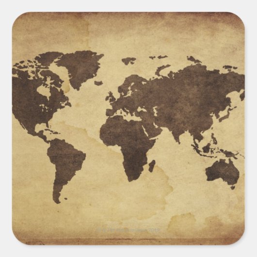 Sluiting van de antiek wereldkaart 3 vierkante sticker (Voorkant)