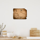 Sluiting van de antiek wereldkaart met de vaarrout poster (Keuken)