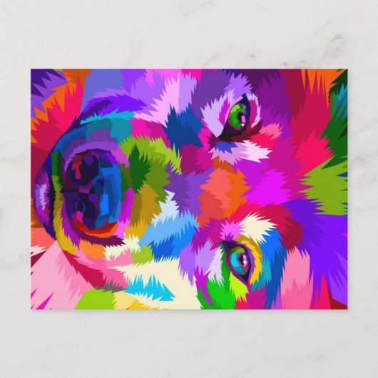 sluiting van de kleurrijke wolf feestdagenkaart (Voorkant)