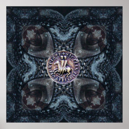 SLUITING VAN DE KNIGHTS-TEMPLAR OP IRON CROSS Blac Poster