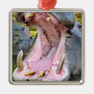 Sluiting van de open mond van de hippopotamus metalen ornament