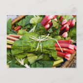 Sluiting van de rubarbbundels in de mand briefkaart (Voorkant)