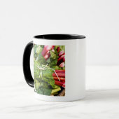 Sluiting van de rubarbbundels in de mand mok (Voorkant links)