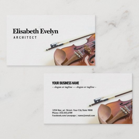 Sluiting van de violette touw met boeg op wit visitekaartje (Voorkant / Achterkant)