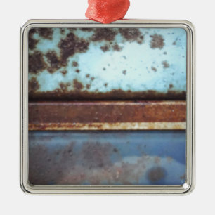 Sluiting van een blauwgroen en blauwe vrachtwagen metalen ornament