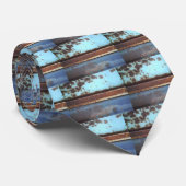 Sluiting van een blauwgroen en blauwe vrachtwagen stropdas (Opgerold)