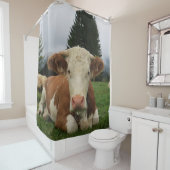 Sluiting van een bruine en witte koe douchegordijn (In situ)