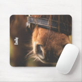 Sluiting van een Cute Brown Horse Nose Personalize Muismat (Met muis)