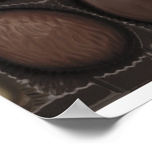 sluiting van een doos van samengevoegde chocolade poster (Hoek)