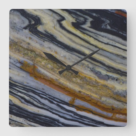Sluiting van een gestript Jasper Slab Vierkante Klok (Voorkant)