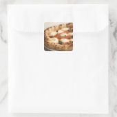 Sluiting van een hele pizza vierkante sticker (Tas)