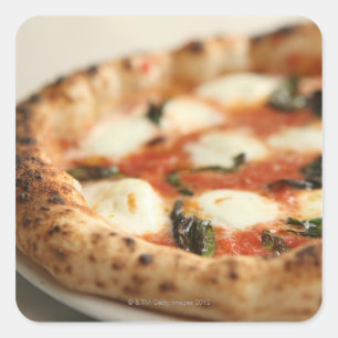 Sluiting van een hele pizza vierkante sticker