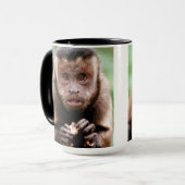 Sluiting van een kapucijnaapje met zwarte loper mok (Voorkant links)