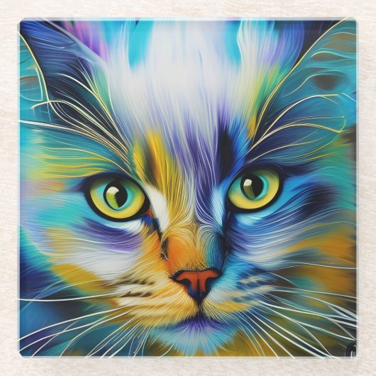 Sluiting van een kleurrijke Siamese Kitten Glazen Onderzetter (Voorkant)