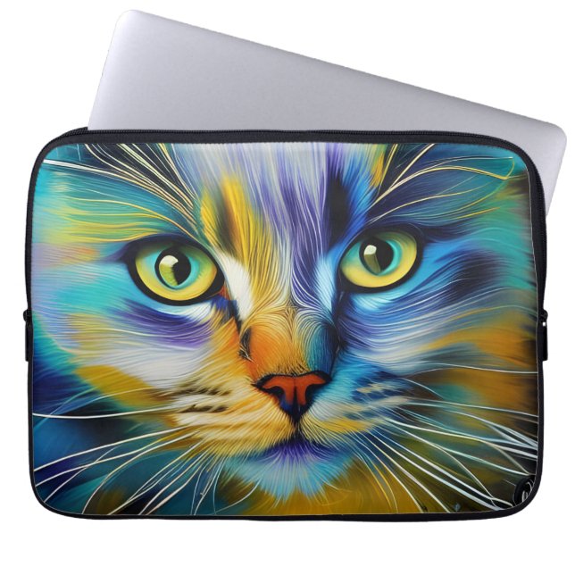 Sluiting van een kleurrijke Siamese Kitten Laptop Sleeve (Voorkant)