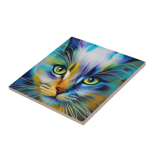 Sluiting van een kleurrijke Siamese Kitten Tegeltje (Zijkant)