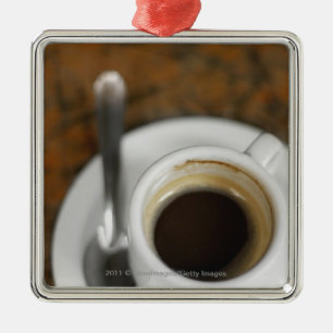 Sluiting van een kop koffie 2 metalen ornament