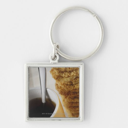 Sluiting van een kop koffie met koekjes sleutelhanger (Voorkant)