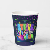 Sluiting van een paar leuke neon Bowling-fec Papieren Bekers (Achterkant)