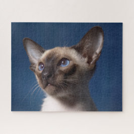Sluiting van een Siamese kat met blauwe ogen Legpuzzel