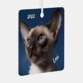 Sluiting van een Siamese kat met blauwe ogen Metalen Ornament (Voorkant Rechts)