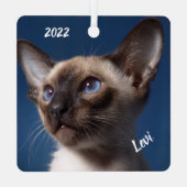 Sluiting van een Siamese kat met blauwe ogen Metalen Ornament (Achterkant)