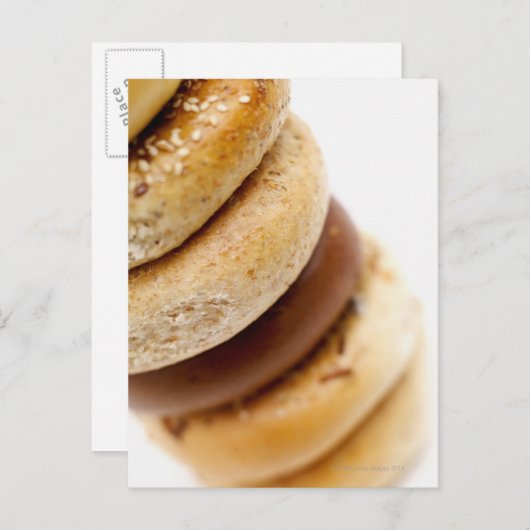 Sluiting van een stapel geassembleerde bagels briefkaart (Voorkant / Achterkant)