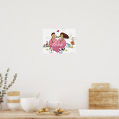 Sluiting van een stel met een hartvorm poster (Keuken)