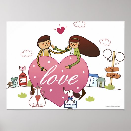 Sluiting van een stel met een hartvorm poster (Voorkant)