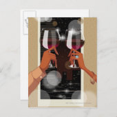 Sluiting van een stel met een wijnbril briefkaart (Voorkant / Achterkant)