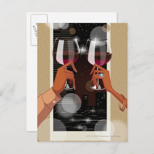 Sluiting van een stel met een wijnbril briefkaart (Voorkant / Achterkant)