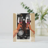 Sluiting van een stel met een wijnbril briefkaart (Staand voorkant)