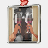 Sluiting van een stel met een wijnbril metalen ornament (Links)