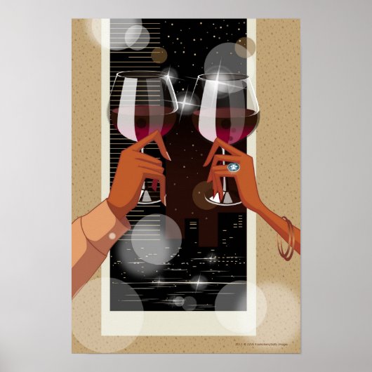 Sluiting van een stel met een wijnbril poster (Voorkant)