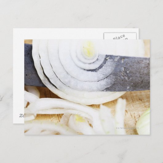 sluiting van een ui die in plakken wordt gesneden briefkaart (Voorkant / Achterkant)