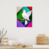 Sluiting van een witte vogel op een tak poster (Keuken)