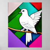 Sluiting van een witte vogel op een tak poster (Voorkant)