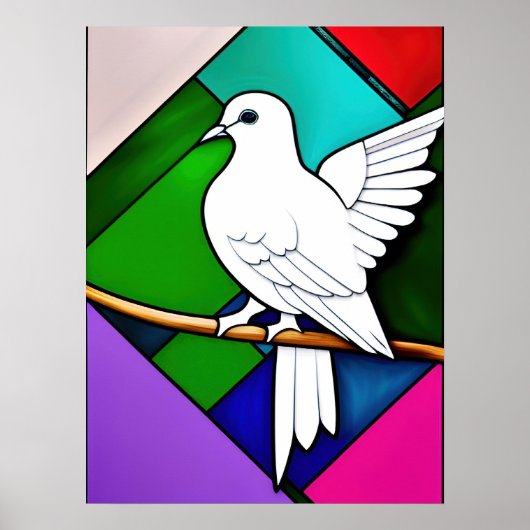 Sluiting van een witte vogel op een tak poster (Voorkant)