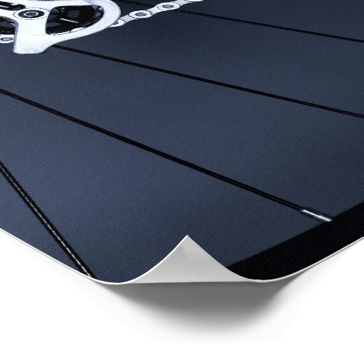 Sluiting van fietsketen, pedaal en tandwielen poster (Hoek)