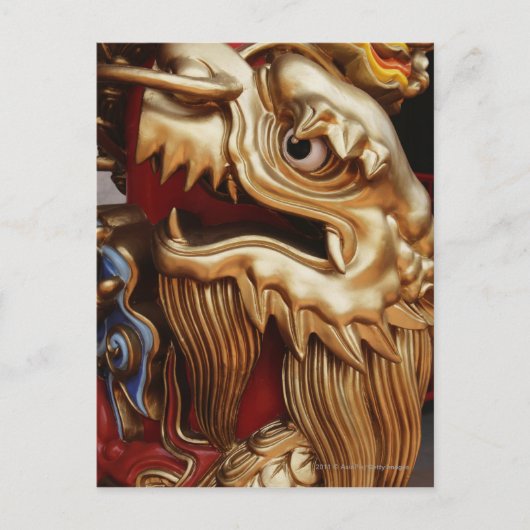 Sluiting van gouden draak op tempelpijler briefkaart (Voorkant)
