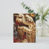 Sluiting van gouden draak op tempelpijler briefkaart (Staand voorkant)