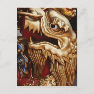 Sluiting van gouden draak op tempelpijler briefkaart