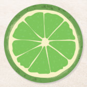 Sluiting van groene limoen citrusvruchten ronde kartonnen onderzetter (Voorkant)