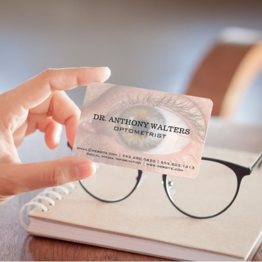 Sluiting van het Afbeelding van het menselijk oog Visitekaartje