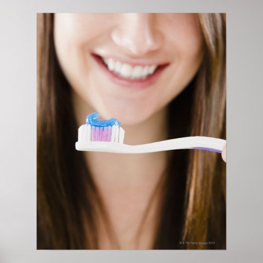 Sluiting van het glimlachen van jonge vrouwen in h poster (Voorkant)