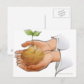 Sluiting van iemands handen die zaailingen vasthou briefkaart (Voorkant / Achterkant)