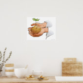 Sluiting van iemands handen die zaailingen vasthou poster (Keuken)