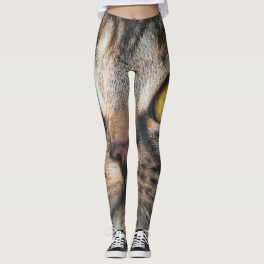 Sluiting van kat met gele ogen leggings (Voorkant)