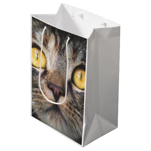Sluiting van kat met gele ogen medium cadeauzakje (Voorkant Gekanteld)